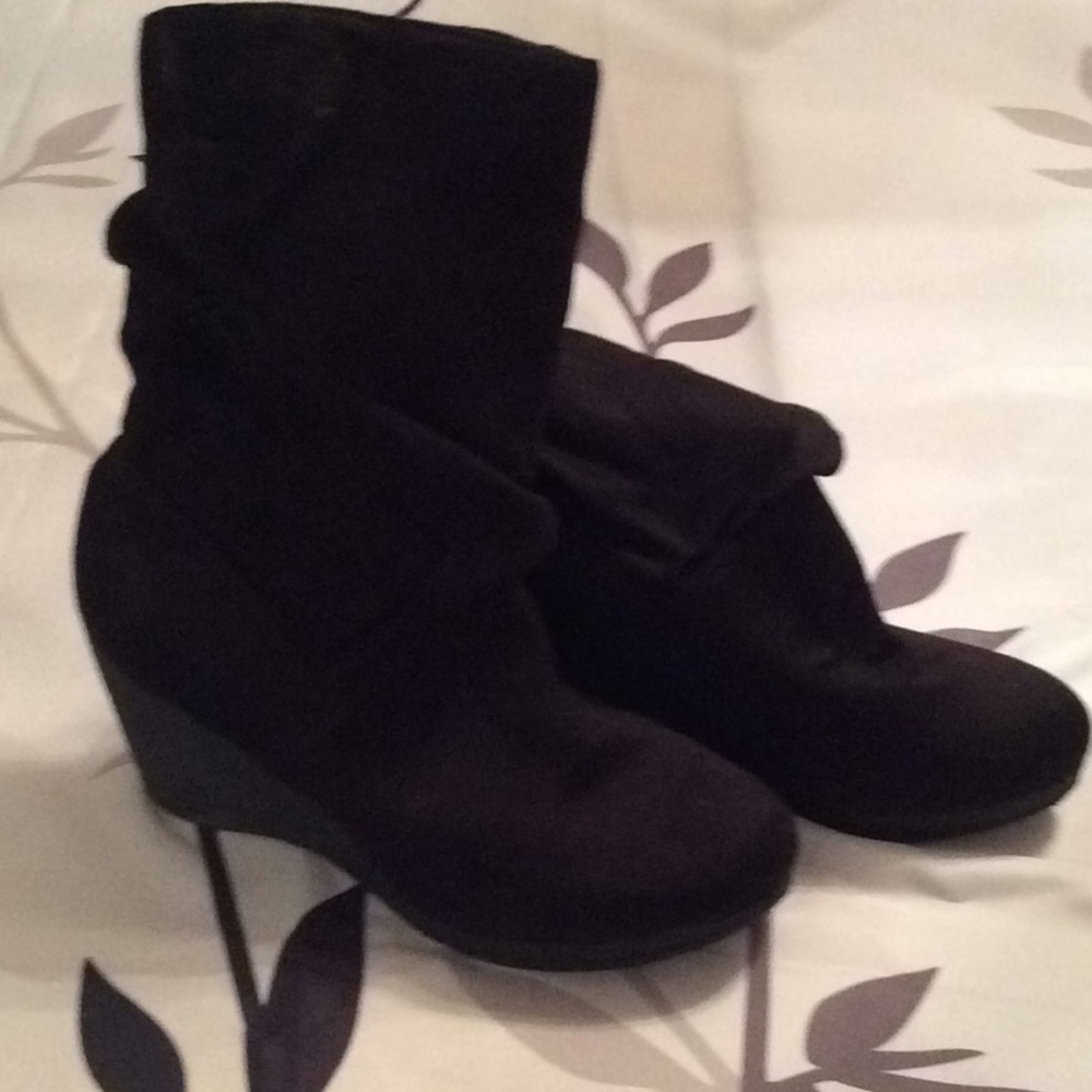 Black Wedge Booties